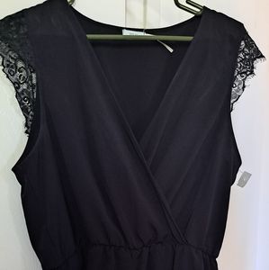 Black romper large faux wrap lightweight